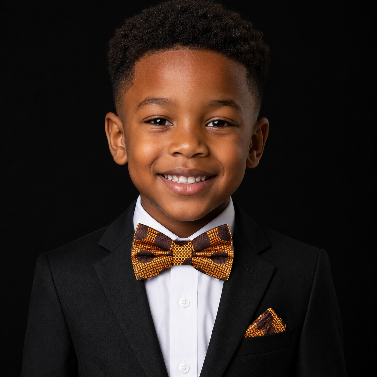 Kids Burnt Orange Brown Polka Dot Pre-Tied Bow Tie
