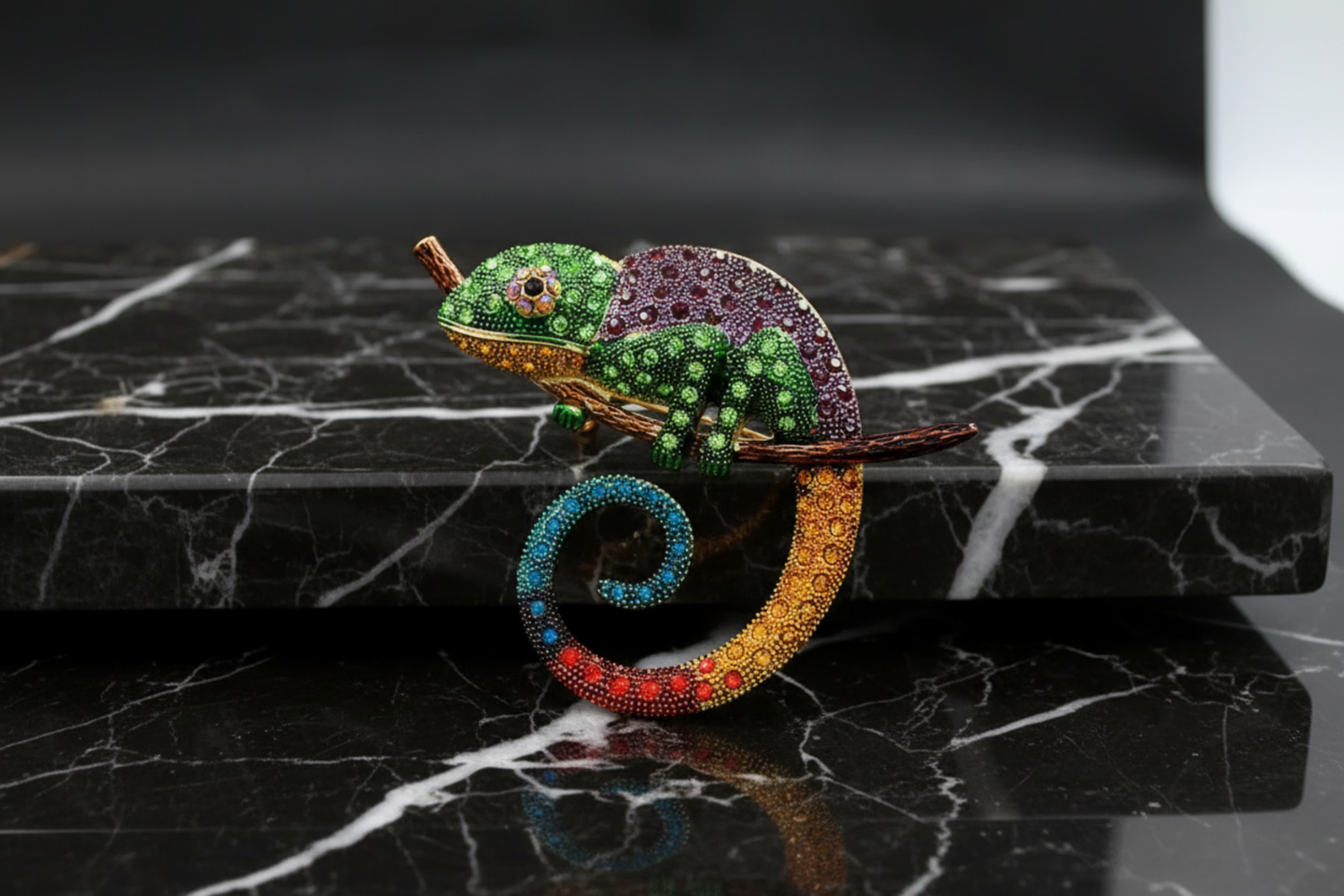 2: Colorful Gemstone Chameleon Lapel Pin