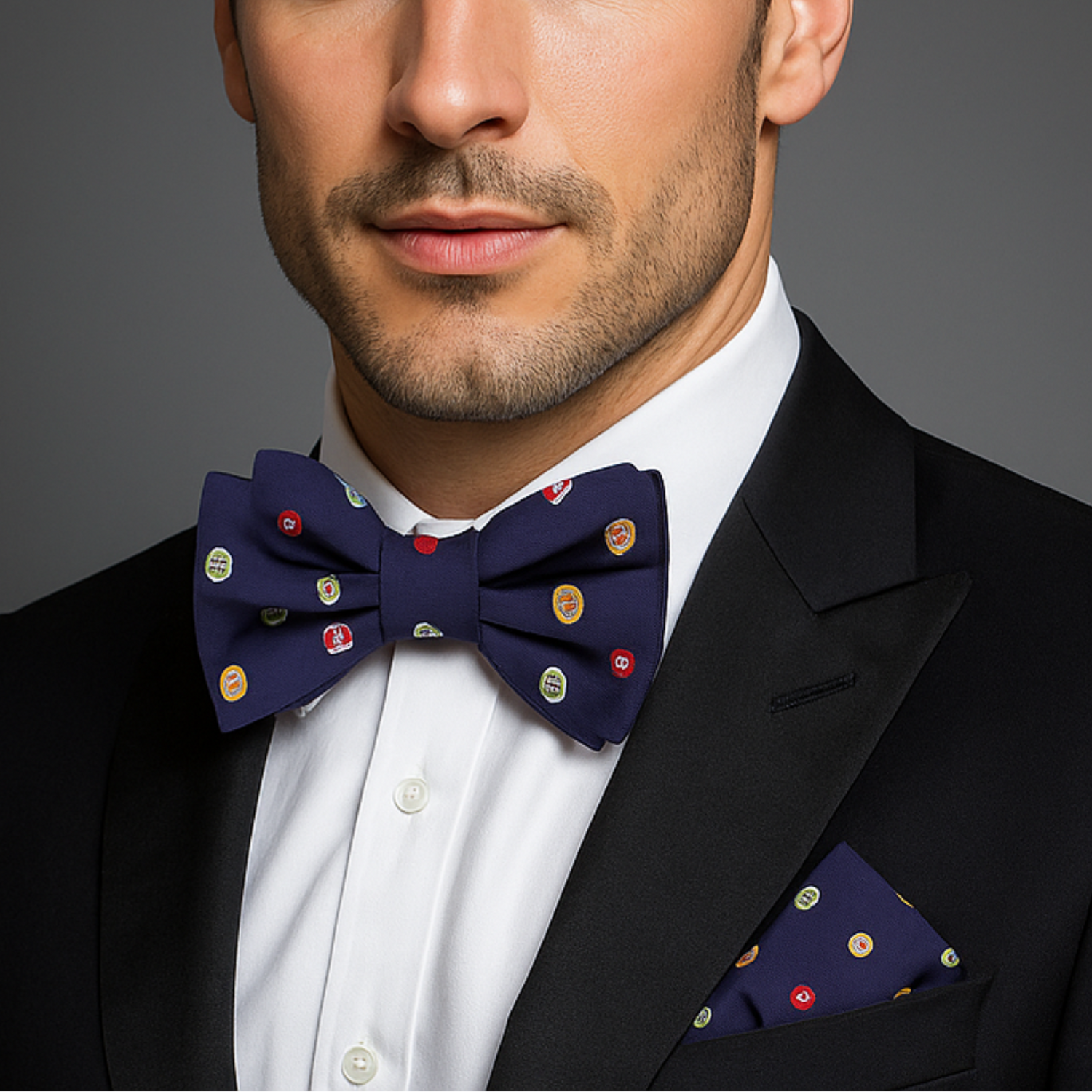 Blue with Billiard balls Bow Tie and Square