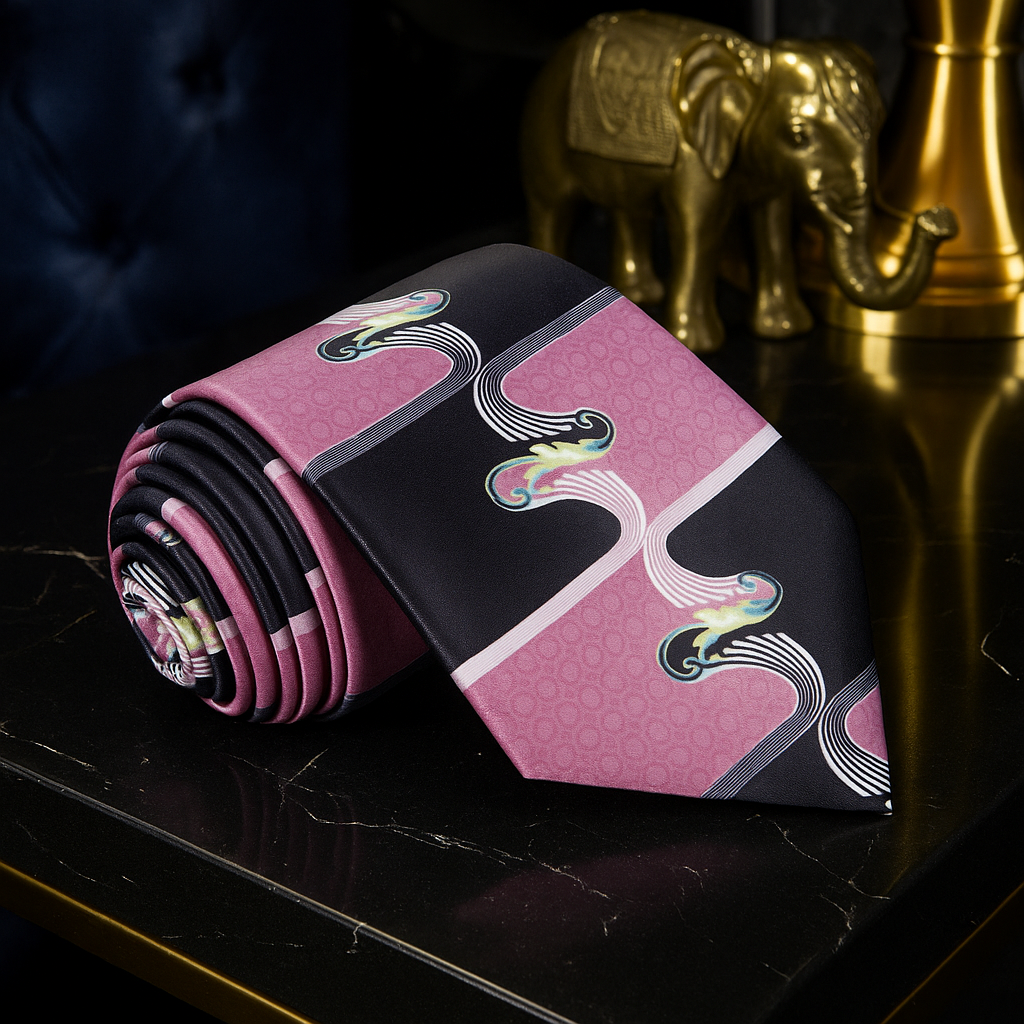 Mauve, Black Abstract Tie