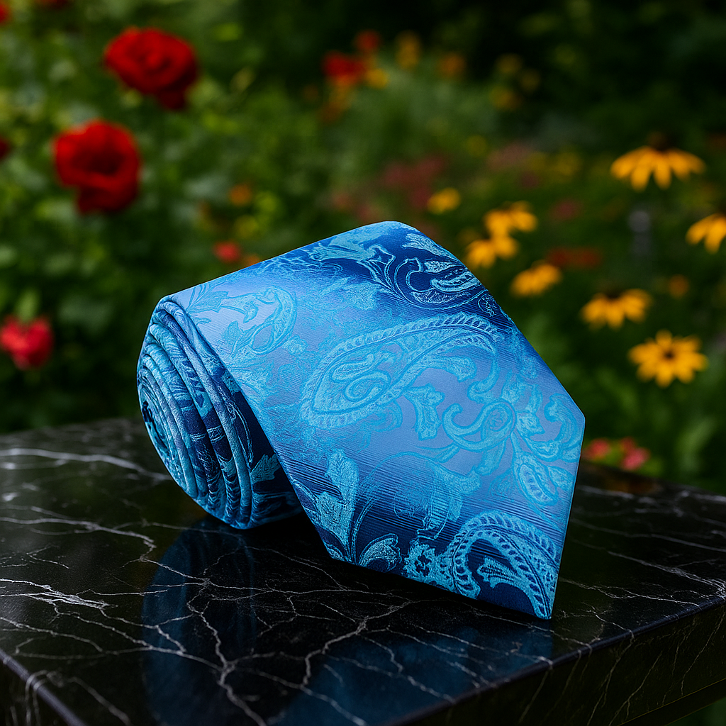 Brilliant Blue Paisley Tie 
