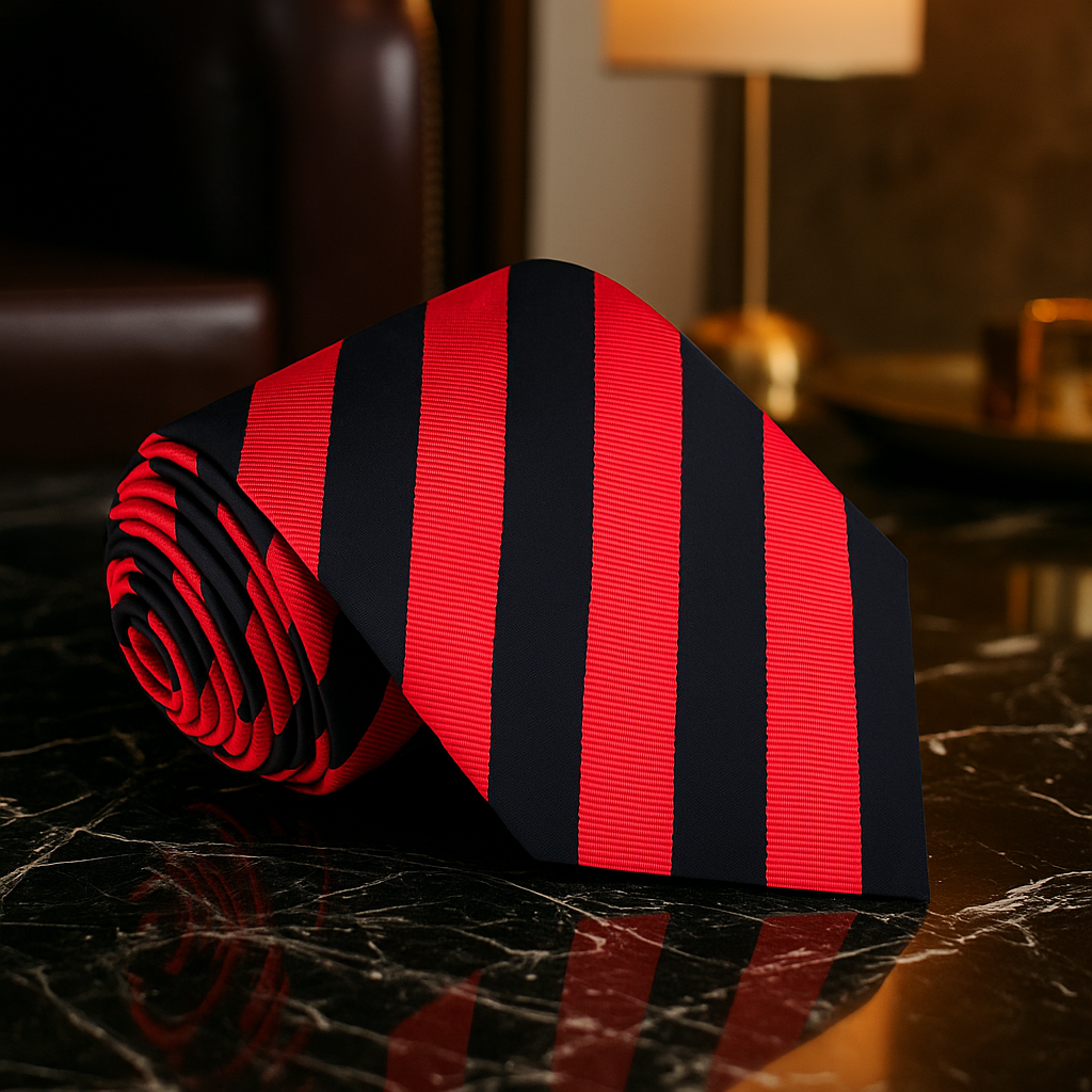 Red and Black Block Stripe Tie 
