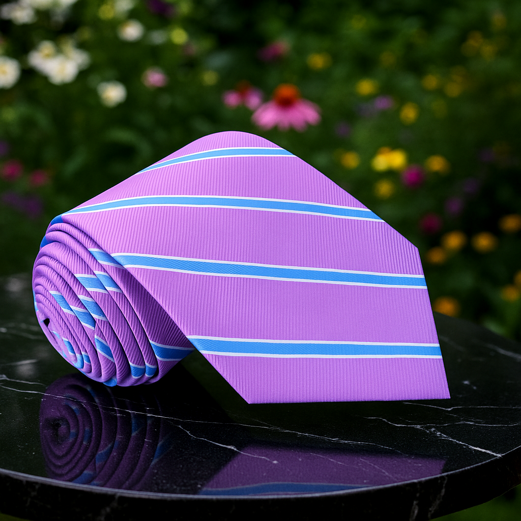 Light Purple, Light Blue Stripe Tie