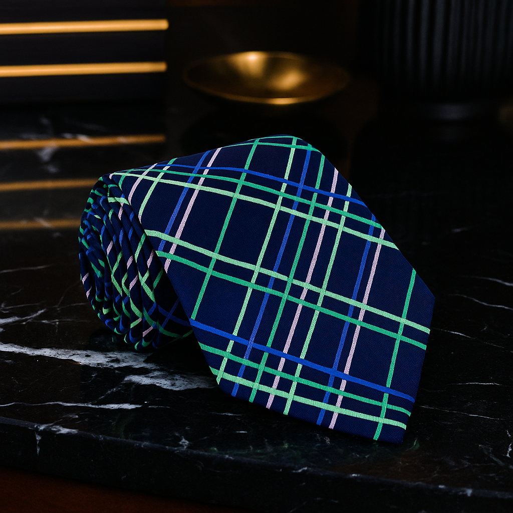 Blue, Green Plaid Necktie