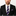 Man wearing a black suit with a purple and white striped tie on a white background