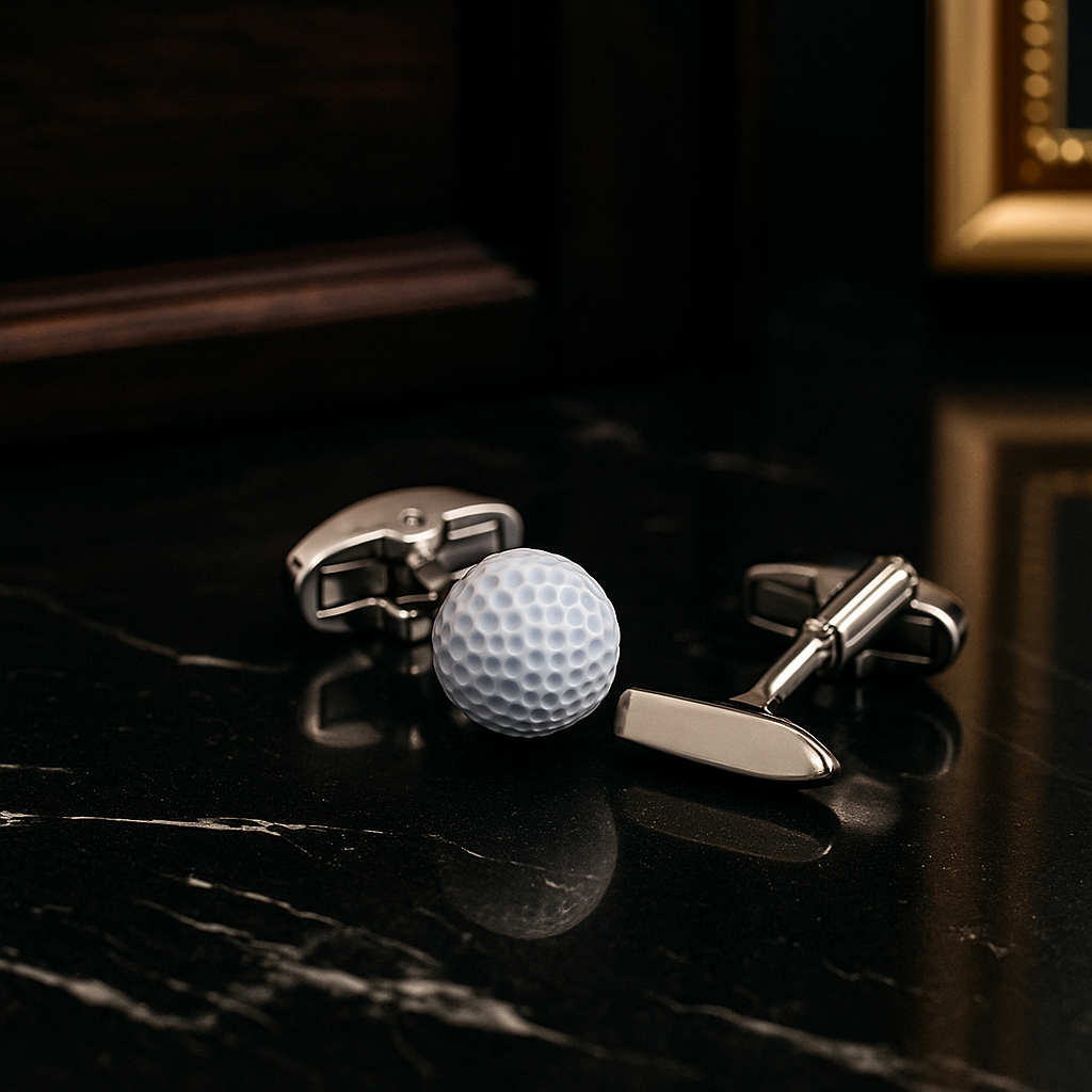 view 2 small pair of golf cufflinks