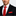 Man Wearing a Black Suit with Red, White Polk Tie and Square