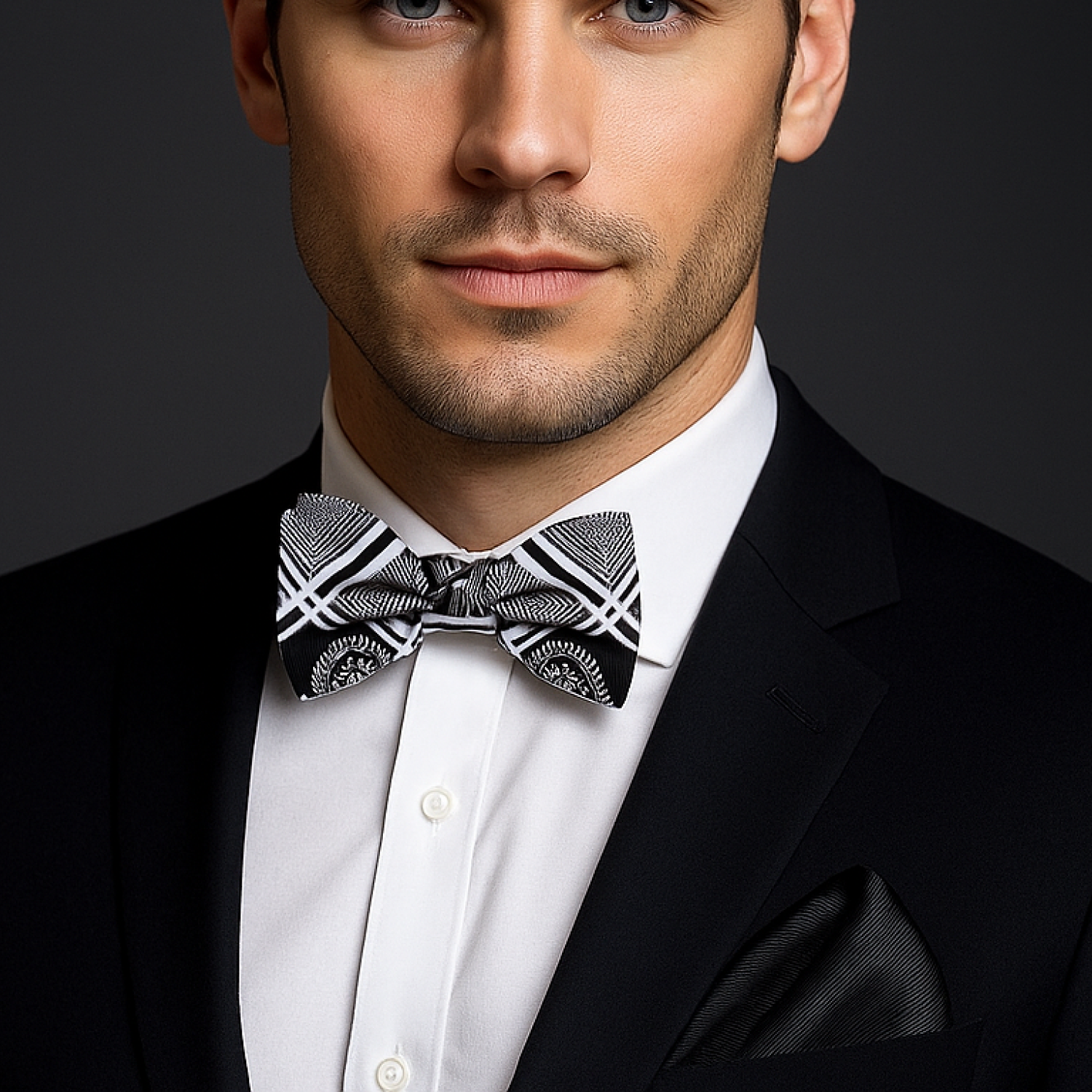 Silver Geometric Paisley Bow Tie (Multiple Color Options)