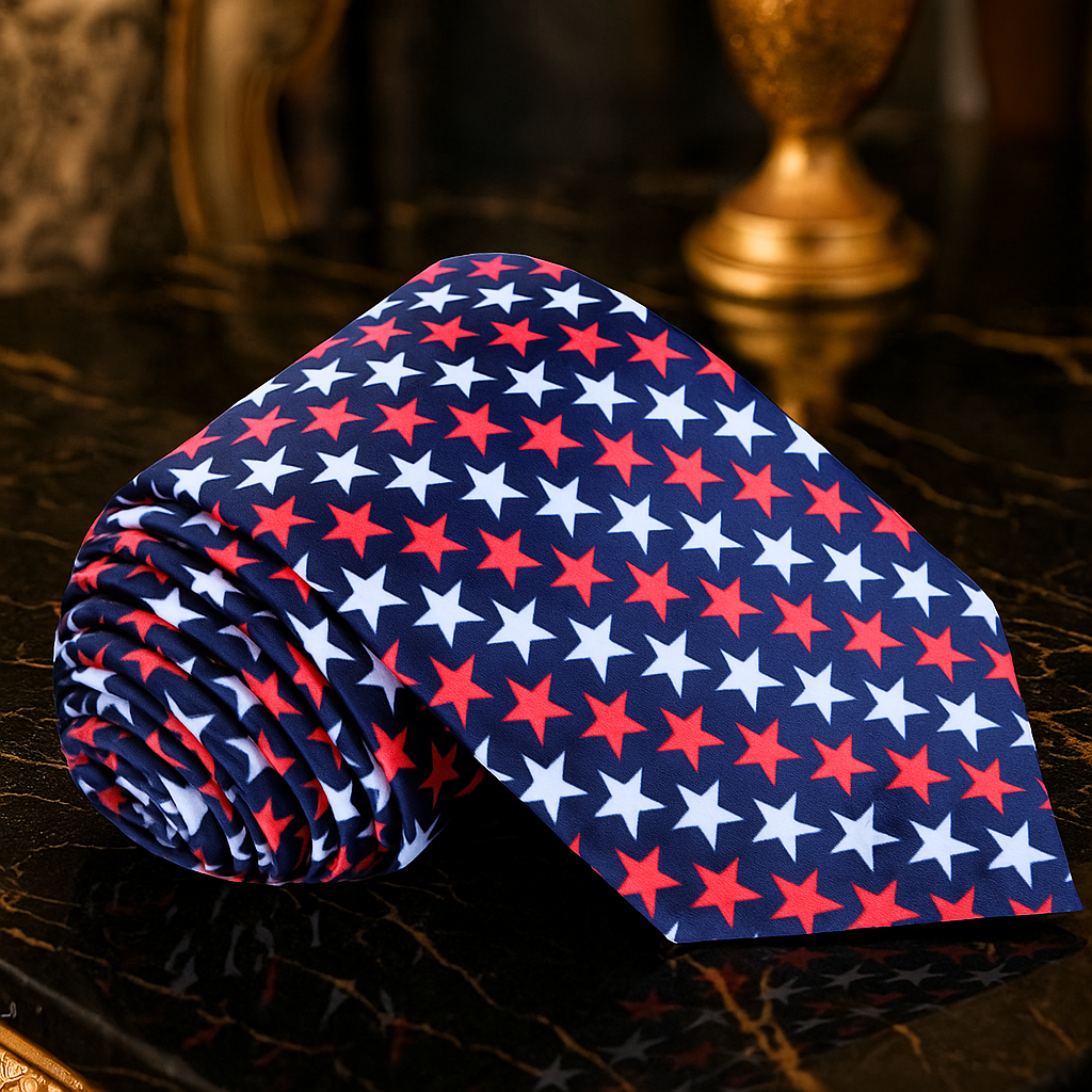 Blue with Red and White Stars Tie  