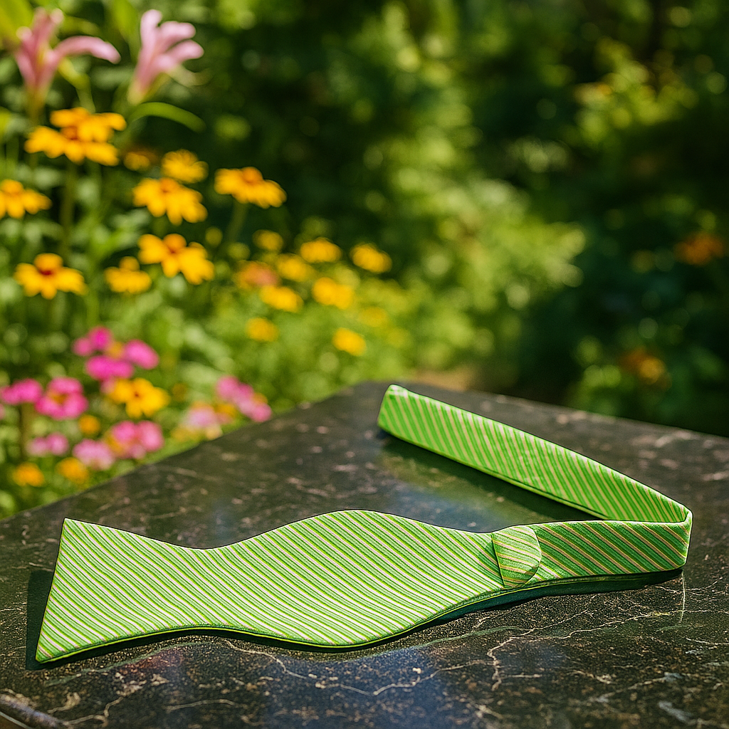 Green & Lime Green Pinstripe Bow Tie