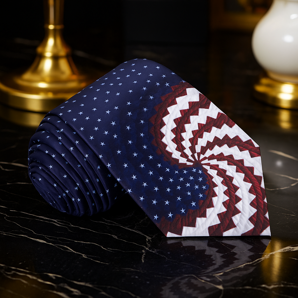 Blue, Red, White American Flag Swirl Tie  