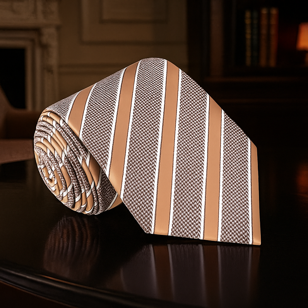 Brown and caramel stripe necktie