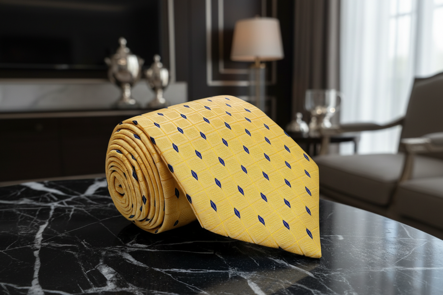Yellow and Blue Diamonds Necktie