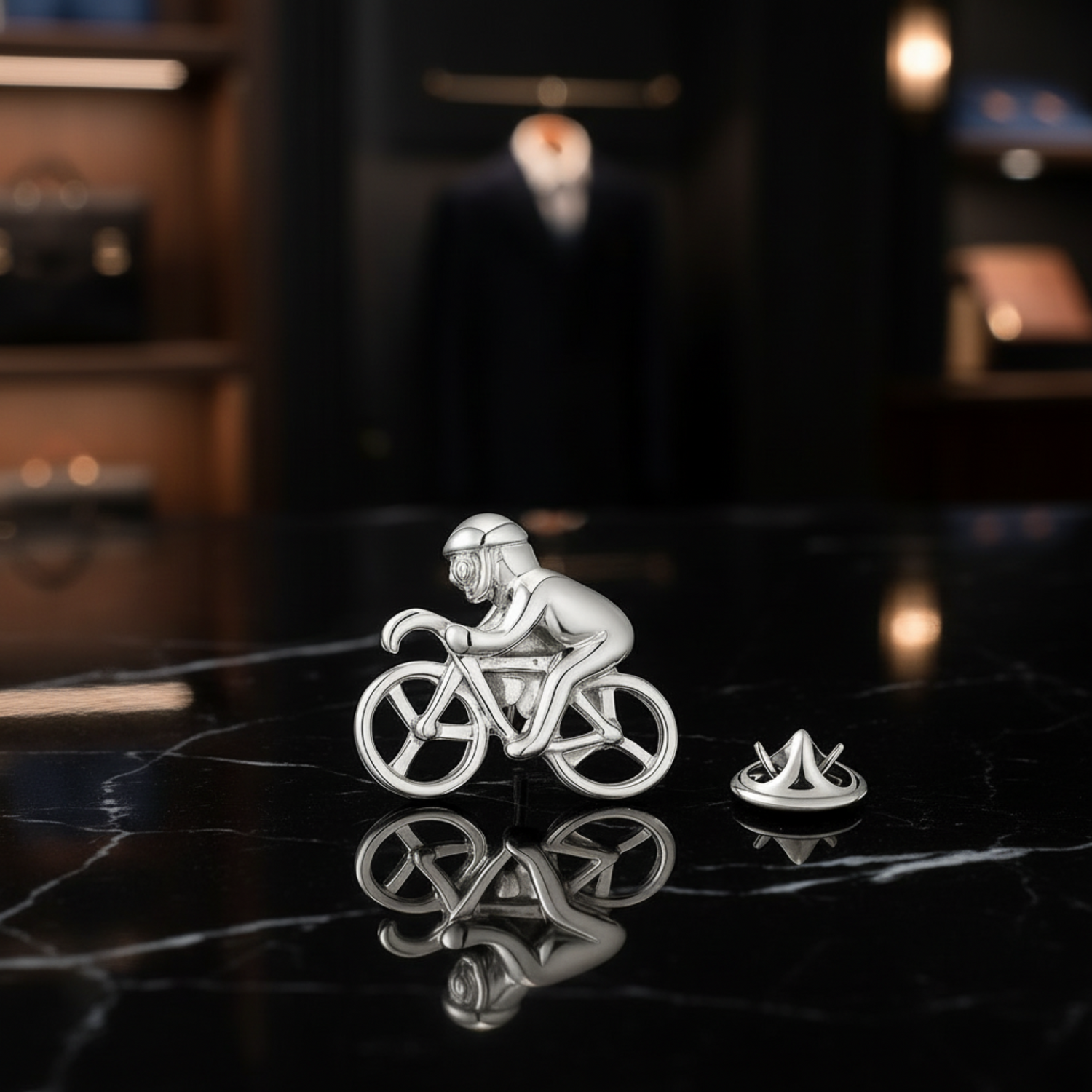 small chrome bike lapel pin