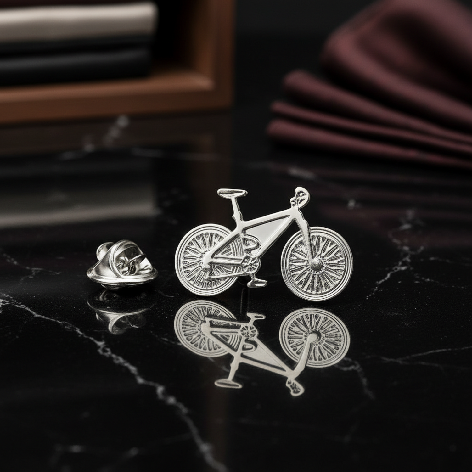 small chrome bike lapel pin