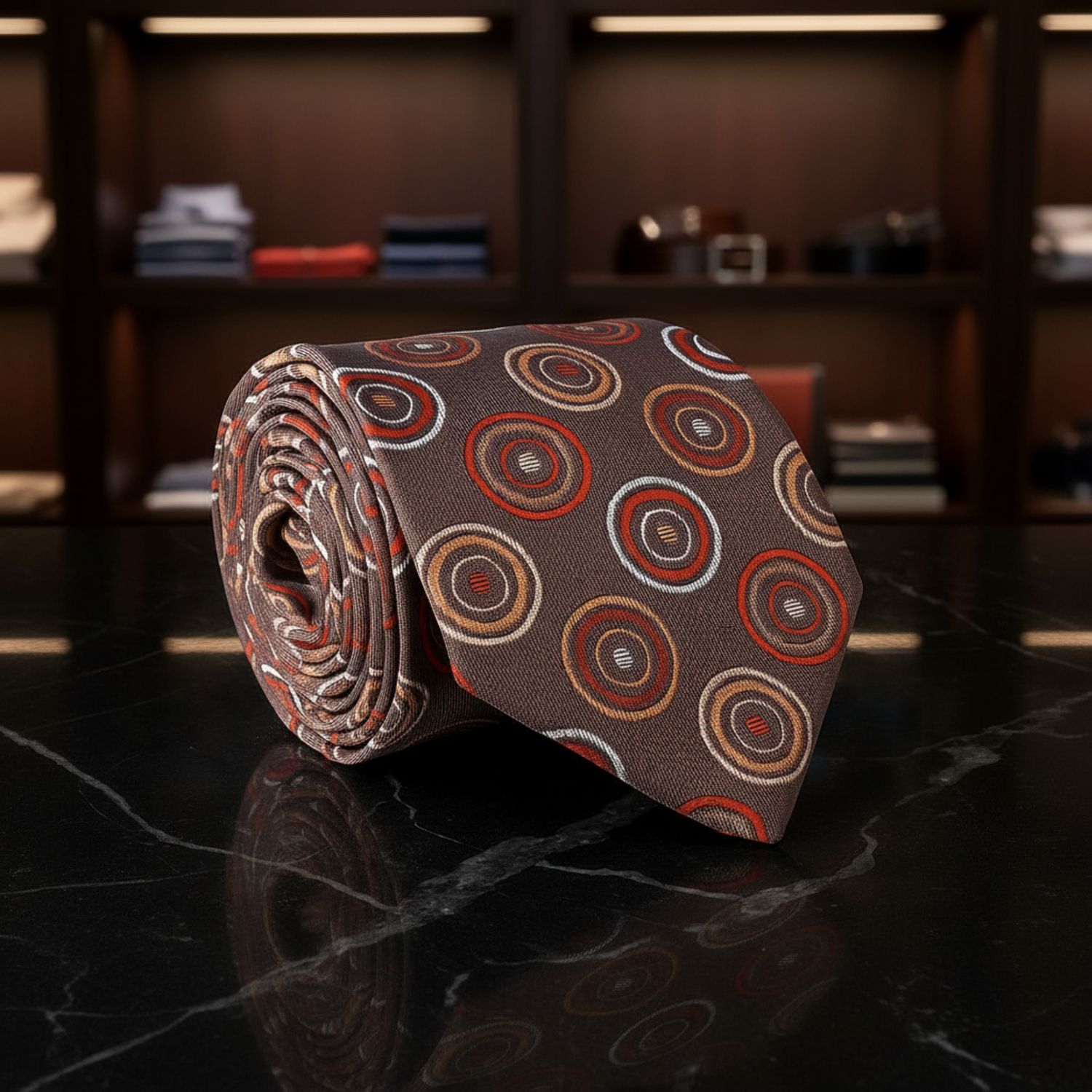 Brown Circles Necktie