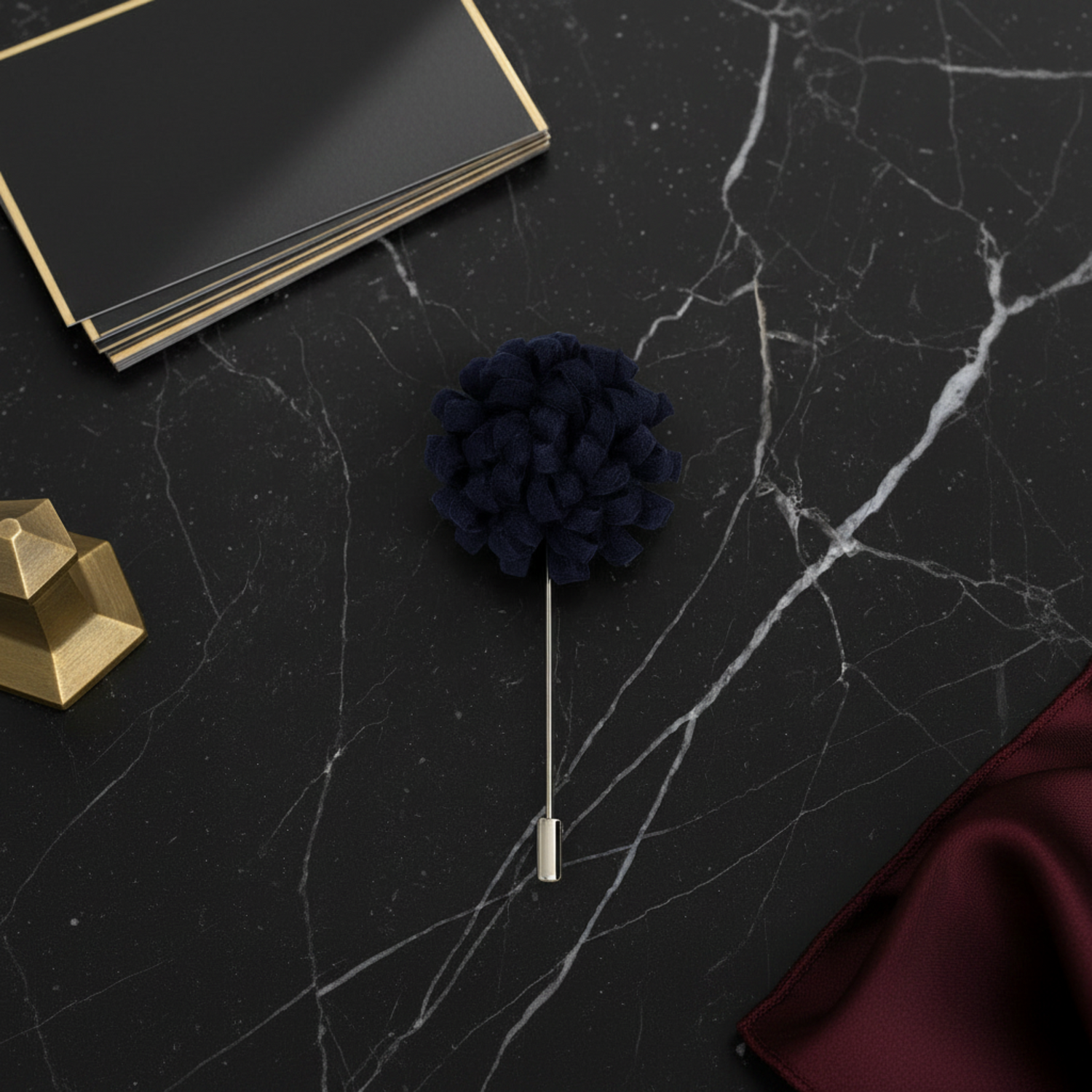 A Deep Blue Knit Burst Lapel Pin||Deep Blue