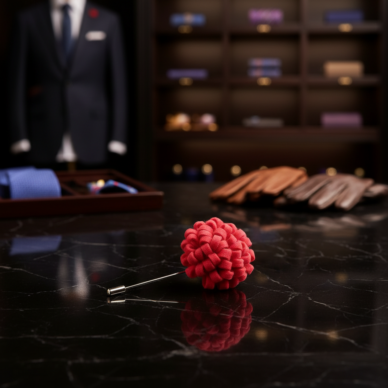 Main View: A Deep Pink Knit Burst Lapel Pin||Deep Pink