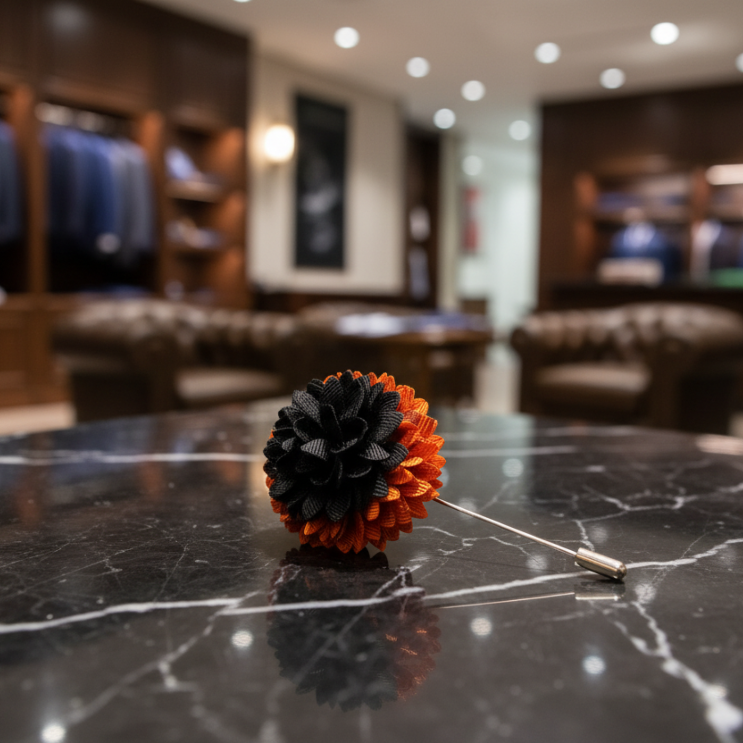 Brown & Black Flower Lapel Pin | Earthy Floral Accent for Suits