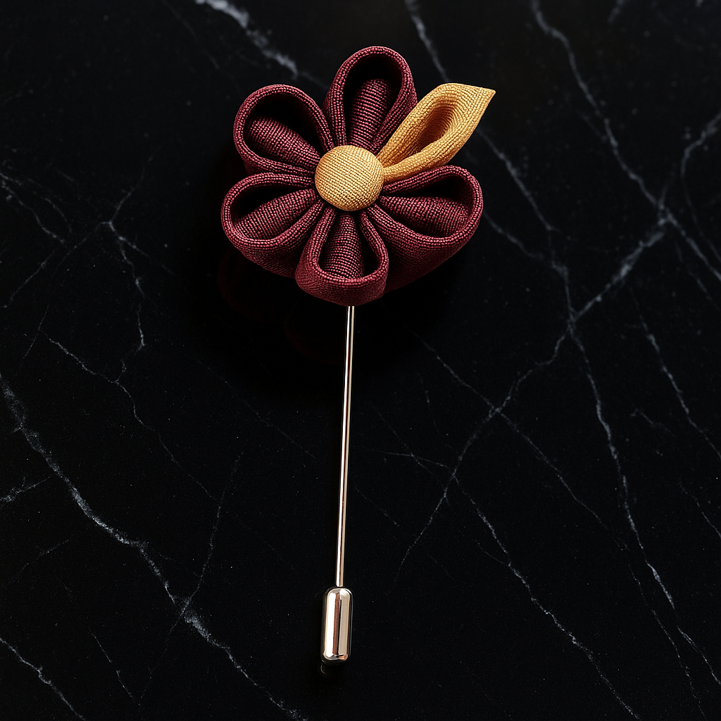 Brown, Tan Flower Lapel Pin