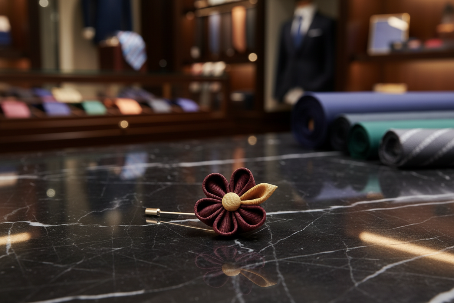 Brown & Tan Fashion Flower Lapel Pin