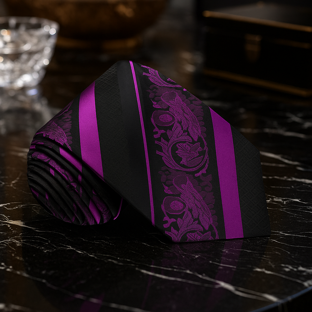 Purple Black Cadenza Necktie  