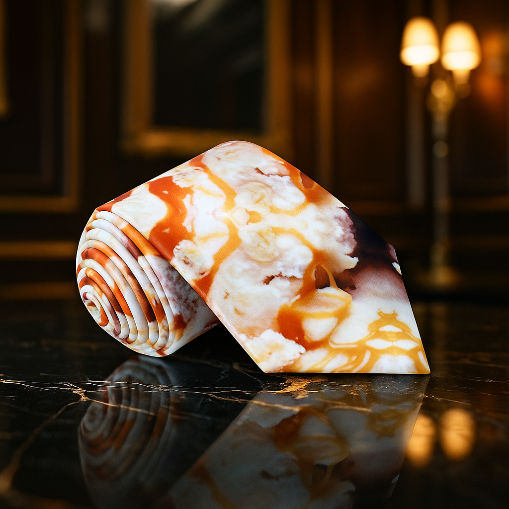A Vanilla Ice Cream with Salted Caramel Drizzle Necktie 