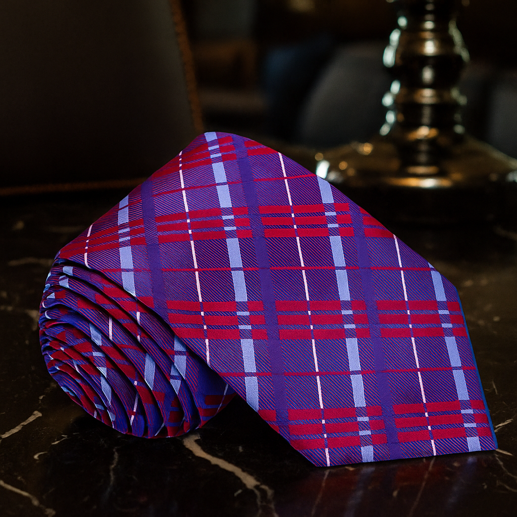 Red, Blue Plaid Necktie 
