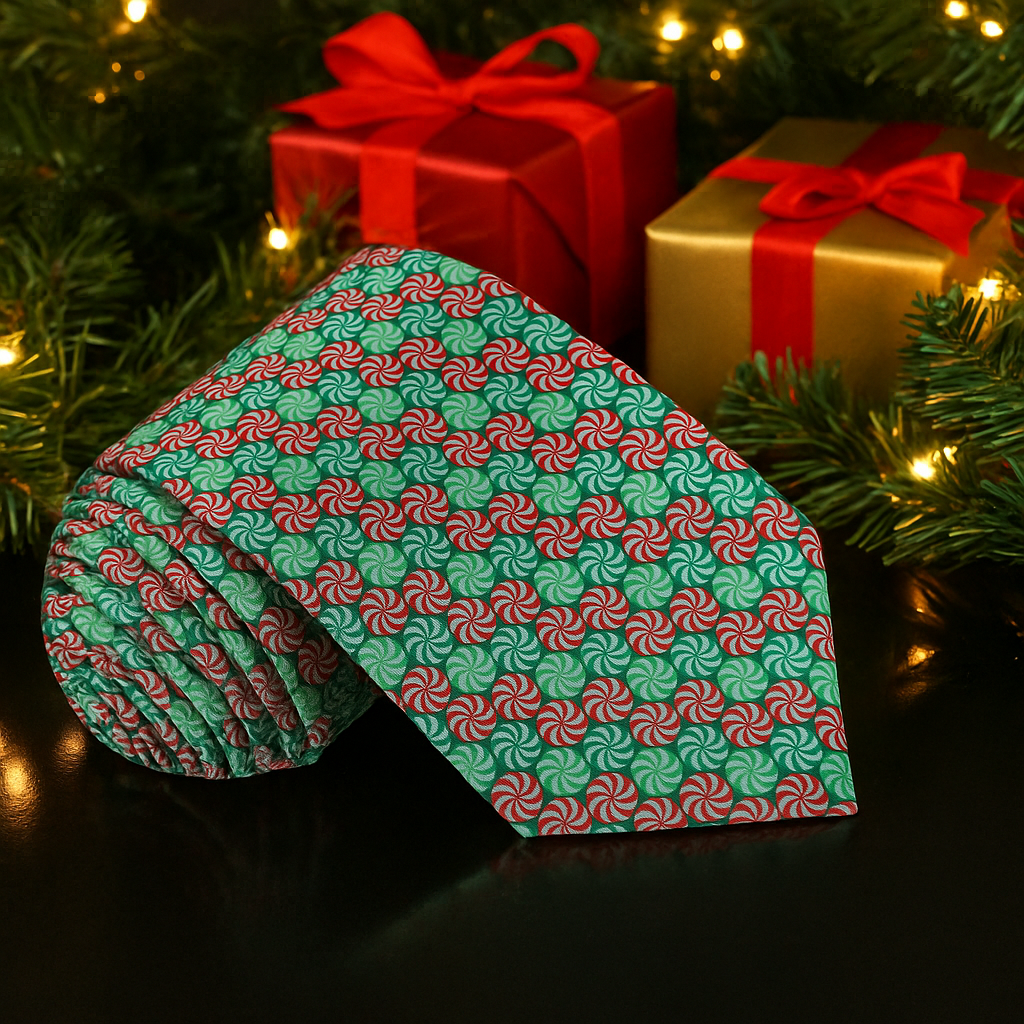 Green, Red Christmas Candy Tie 
