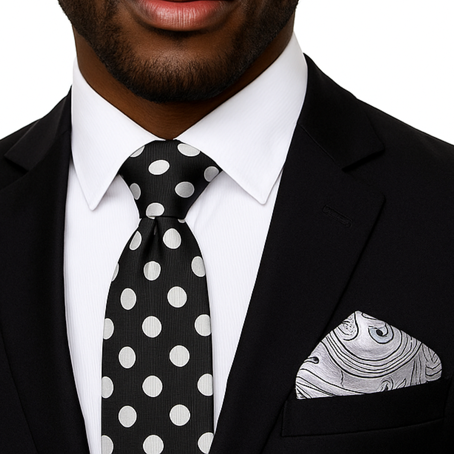 Black & Light Grey Polka Dot Necktie | Classic & Refined