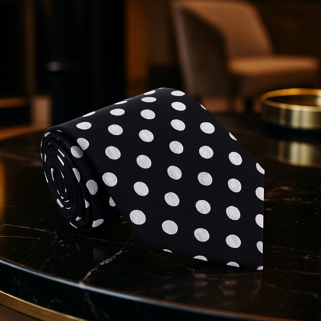 Black, Light Grey Polka Necktie