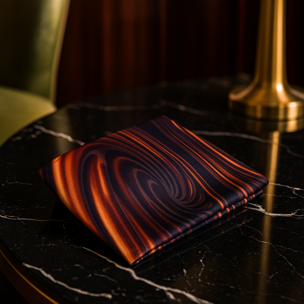 View 2: A Brown and Dark Brown Color Chocolate Swirl Pattern Pocket Square