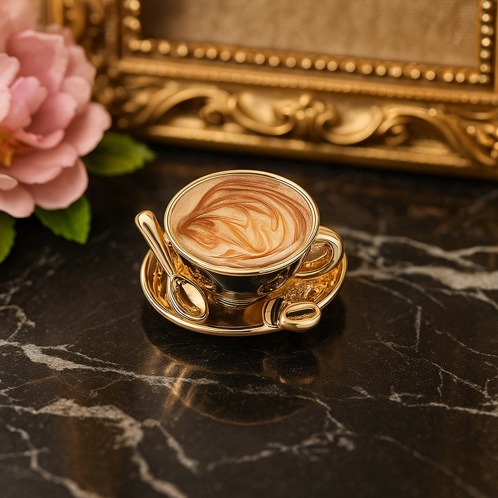 Rose Gold and Brown Coffee Lapel Pin