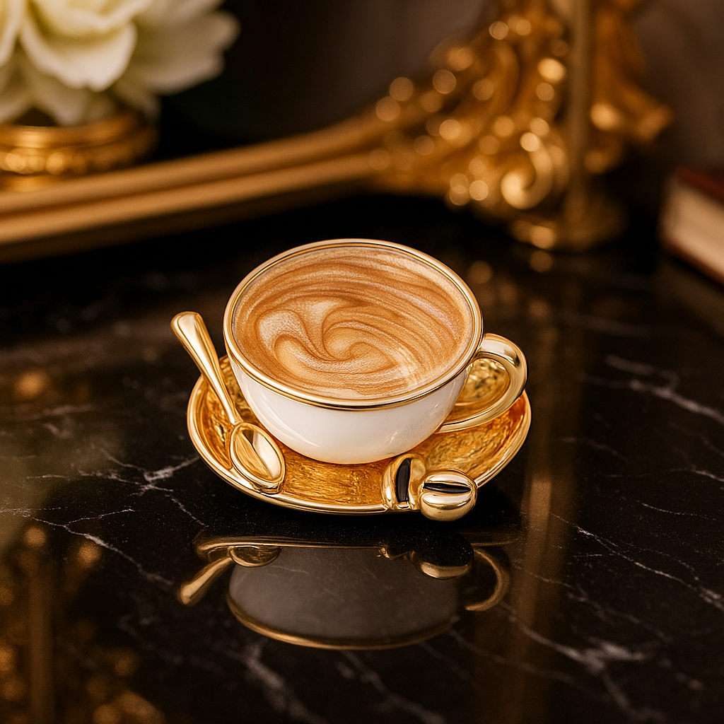 White Rose Gold Coffee Lapel Pin