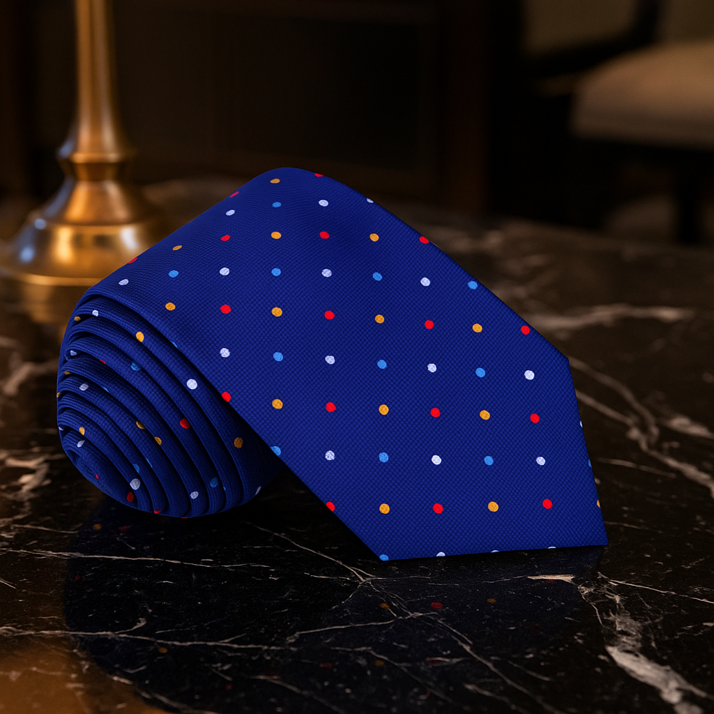 Blue with Multi Color Dots Tie