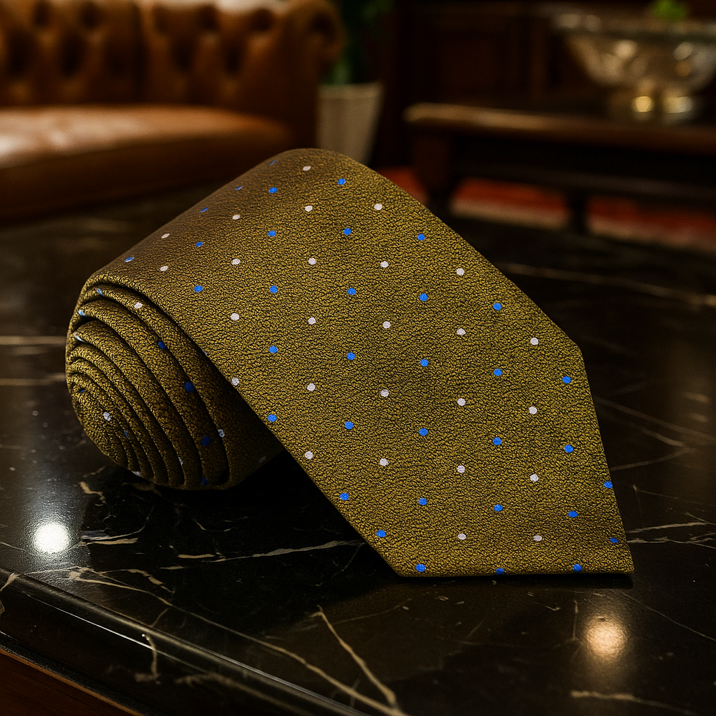 A Rich Olive Polka Dot Necktie