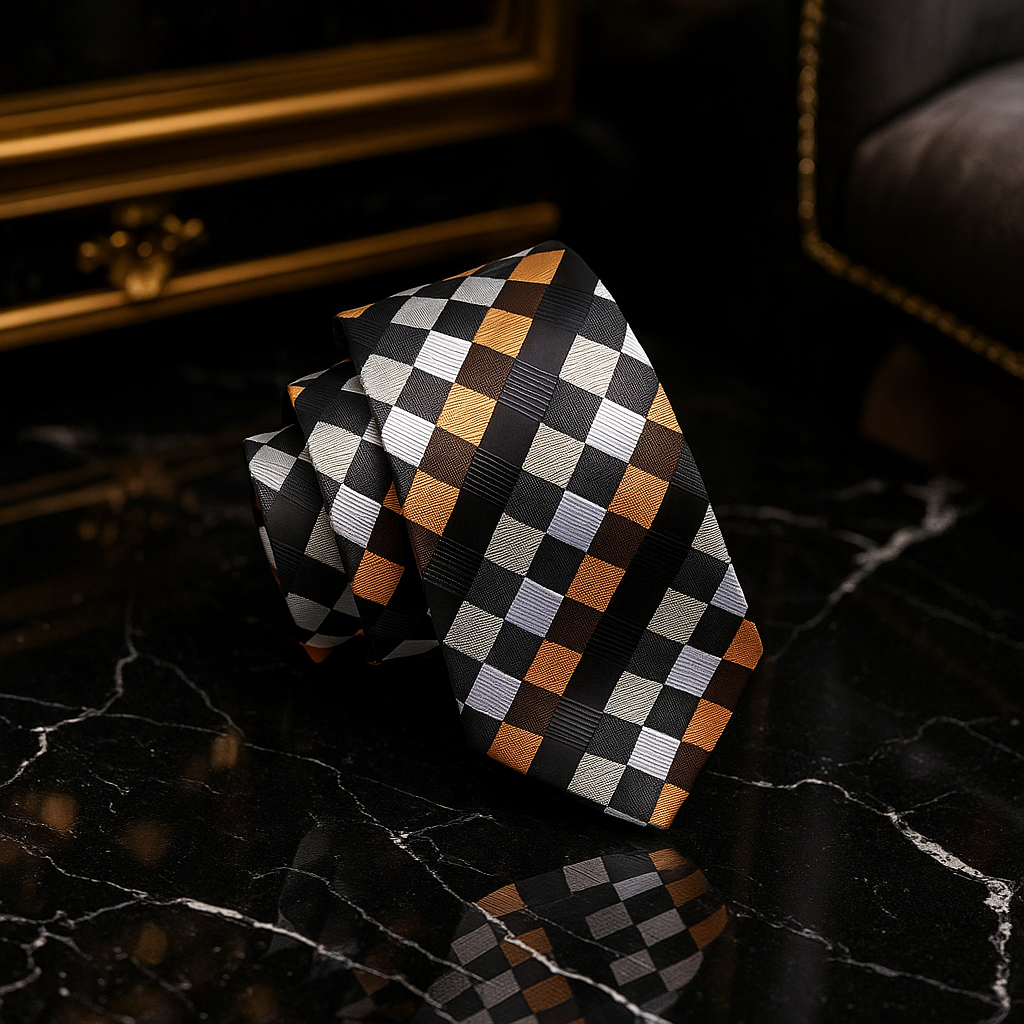 Orange Check Tie
