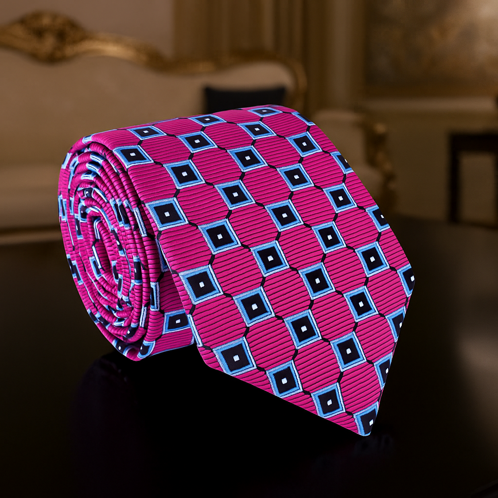 Pink and Blue Check Tie  