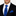 Man wearing a black suit with a blue patterned tie and pocket square on a white background