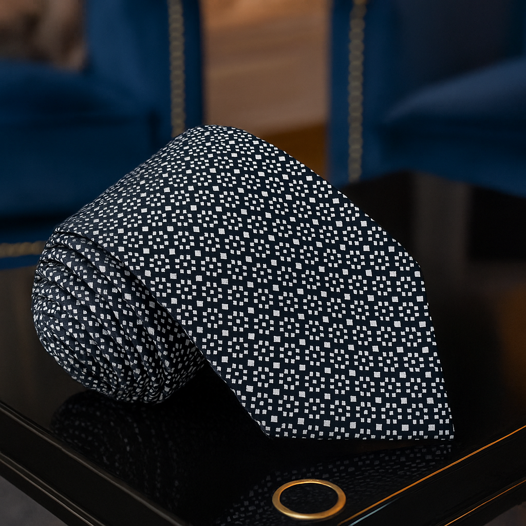Black, Grey Geometric Tie 
