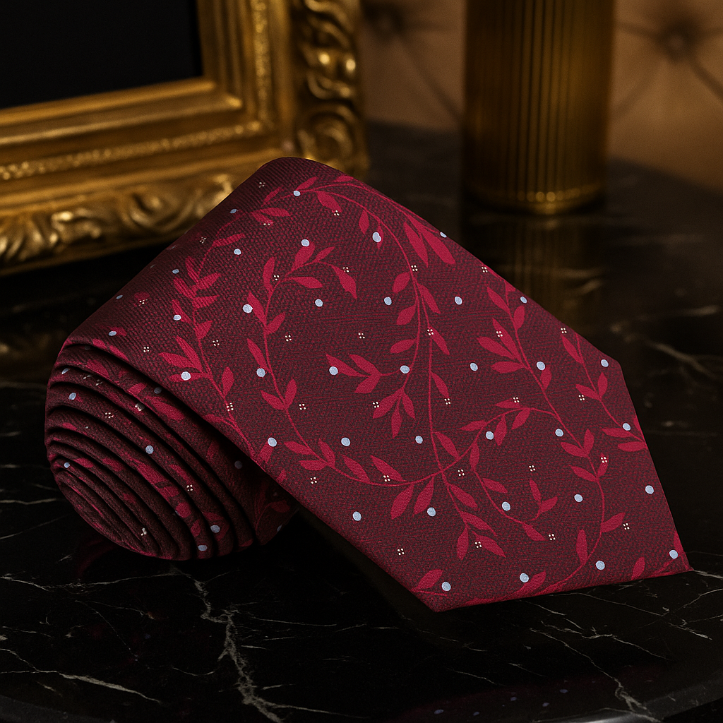Deep Red Vines Necktie 