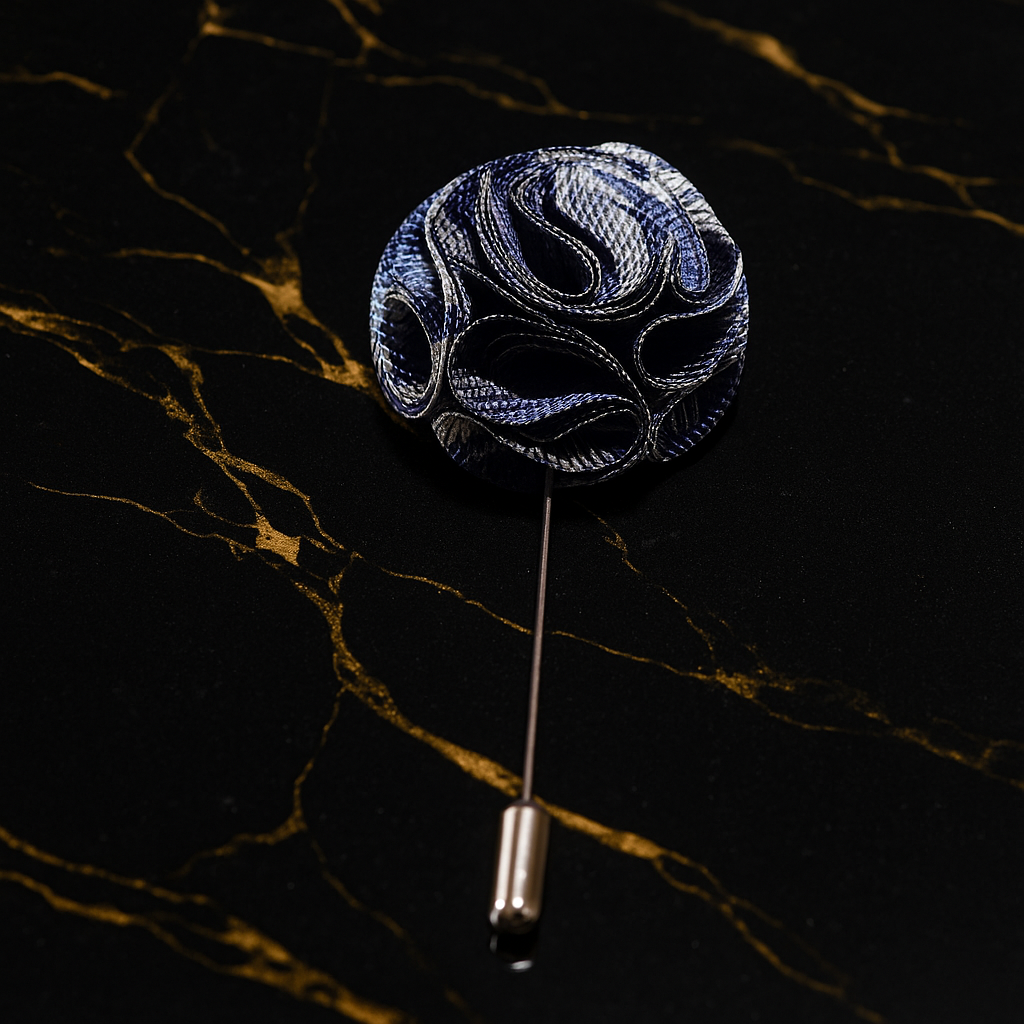 Grey, Blue Plaid Lapel Pin