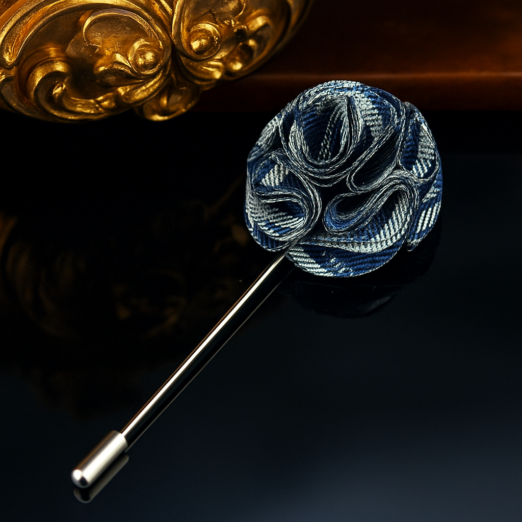 View 2: Grey, Blue Plaid Lapel Pin
