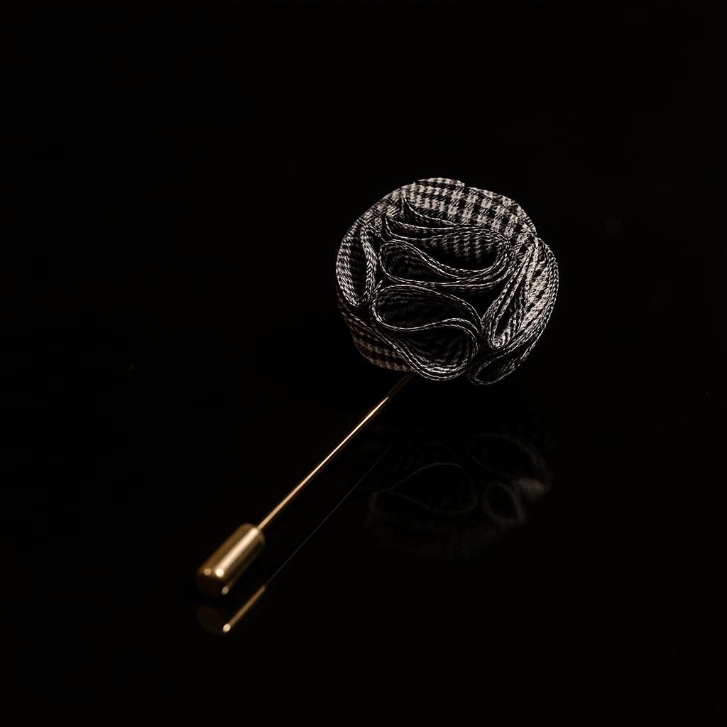 Grey, Black Plaid Lapel Pin