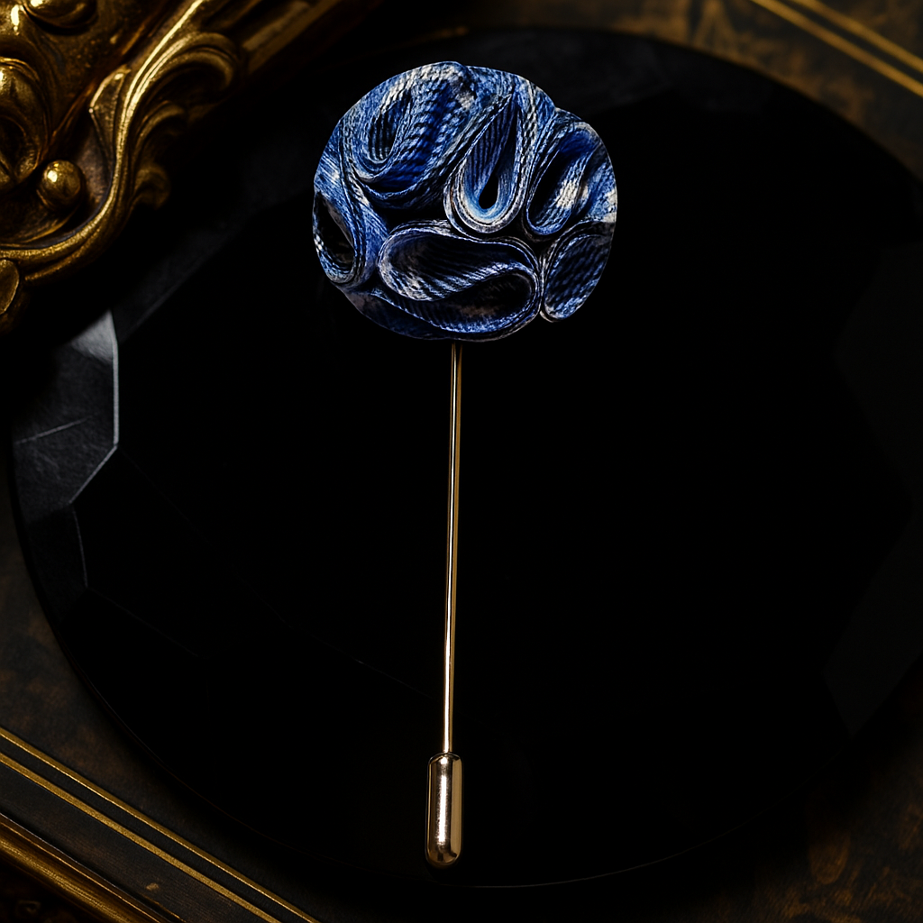 Shades of Blue Grey Plaid Lapel Pin