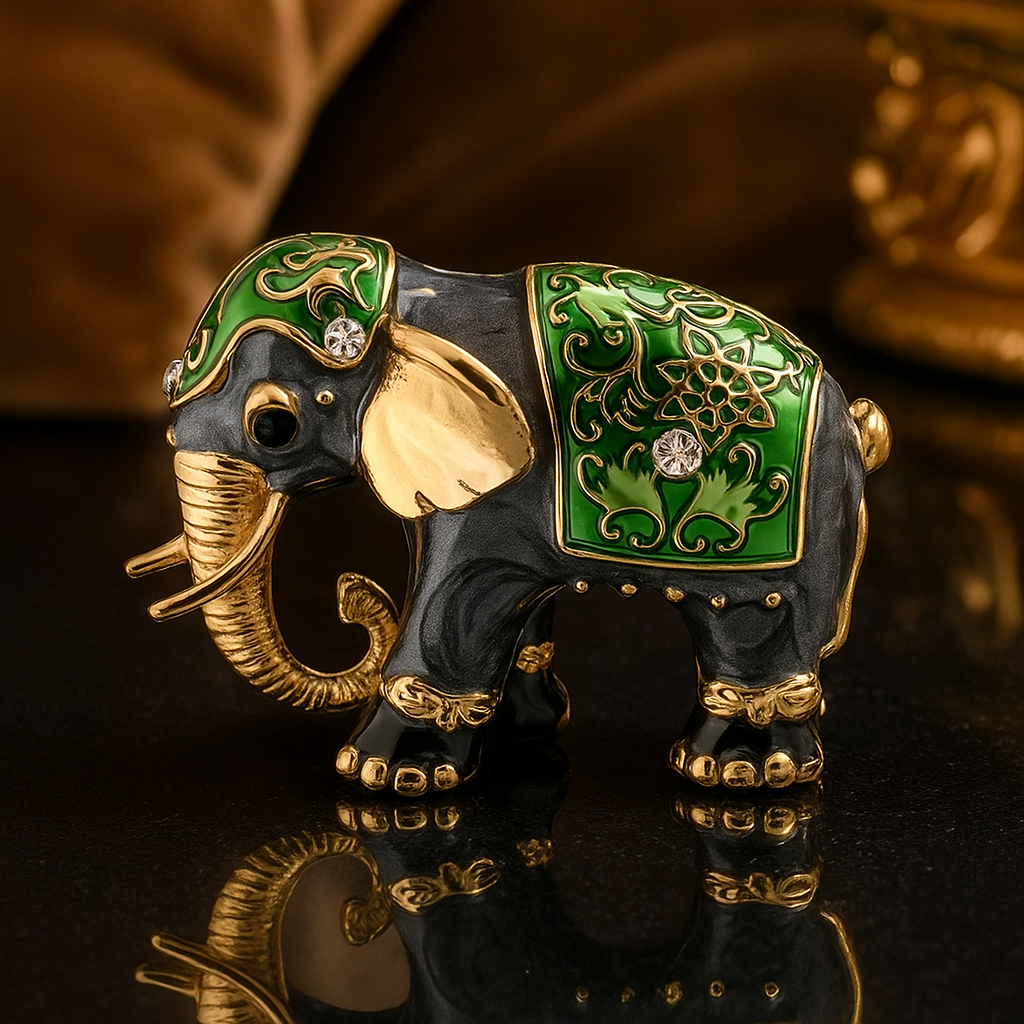 Green Elephant Lapel Pin