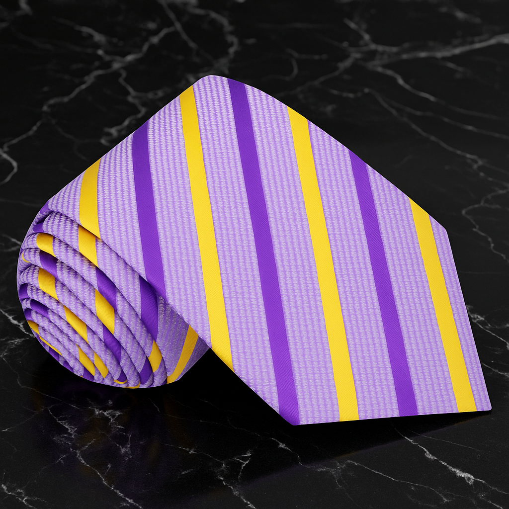 Light Purple, Purple, Yellow Stripe Tie   2