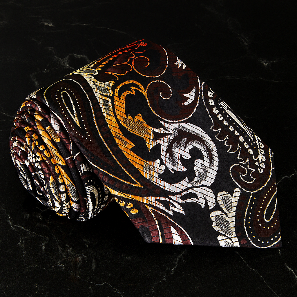 Brown and Gold Paisley Tie 