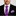 Man wearing a black suit with a pink and blue striped tie and matching pocket square on a light gray background