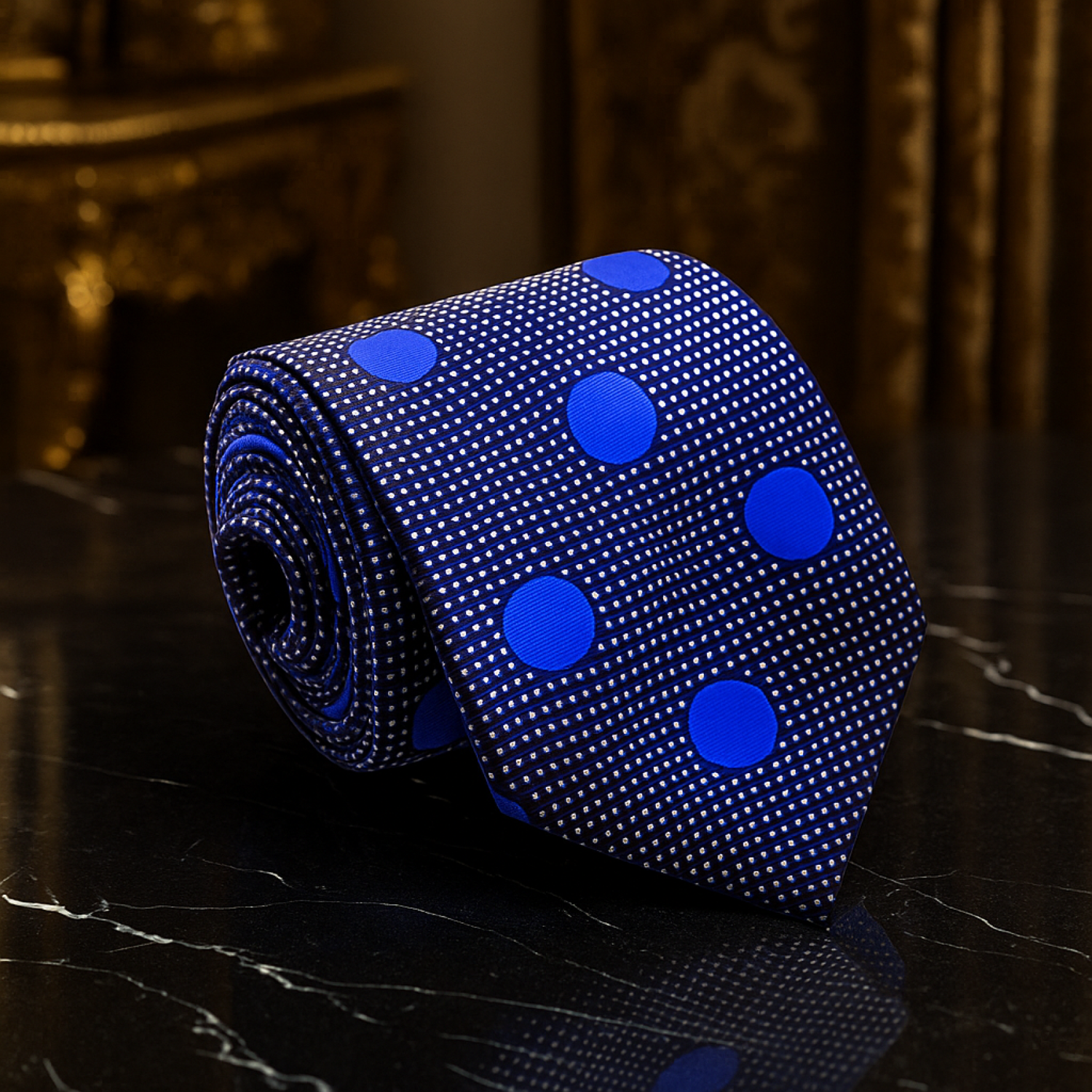 blue blue polka tie  